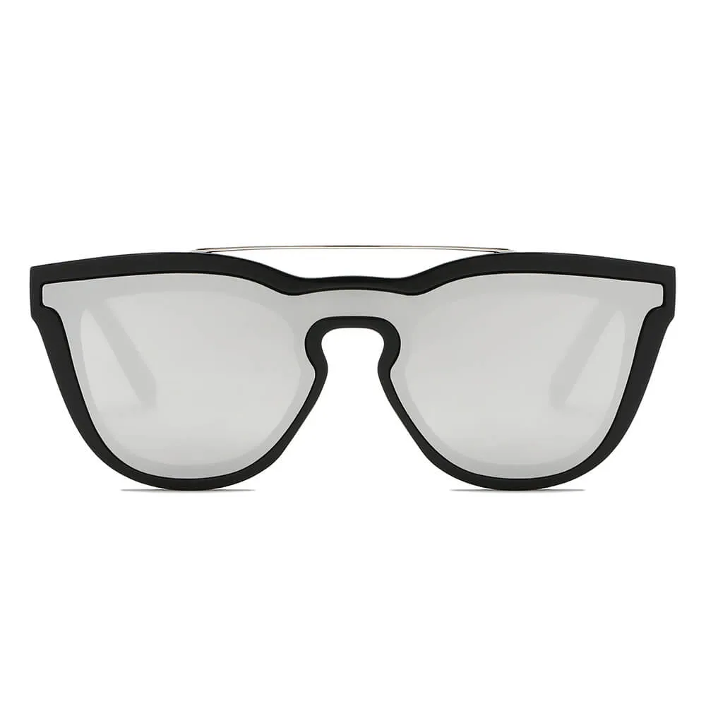 AIEA | Unisex Fashion Brow-Bar Single Flat Lens Round Sunglasses Circle