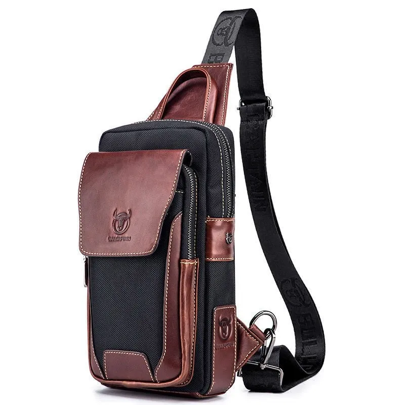 Bolsa de Peito Masculina em Couro Genuíno - Modelo de Ombro Confortável
