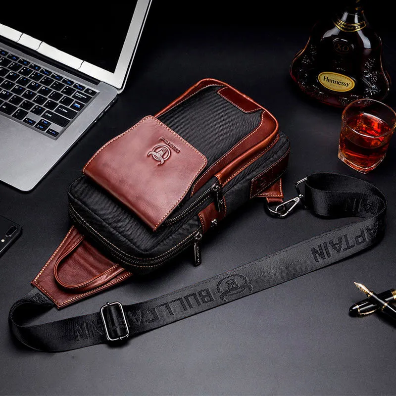 Bolsa de Peito Masculina em Couro Genuíno - Modelo de Ombro Confortável