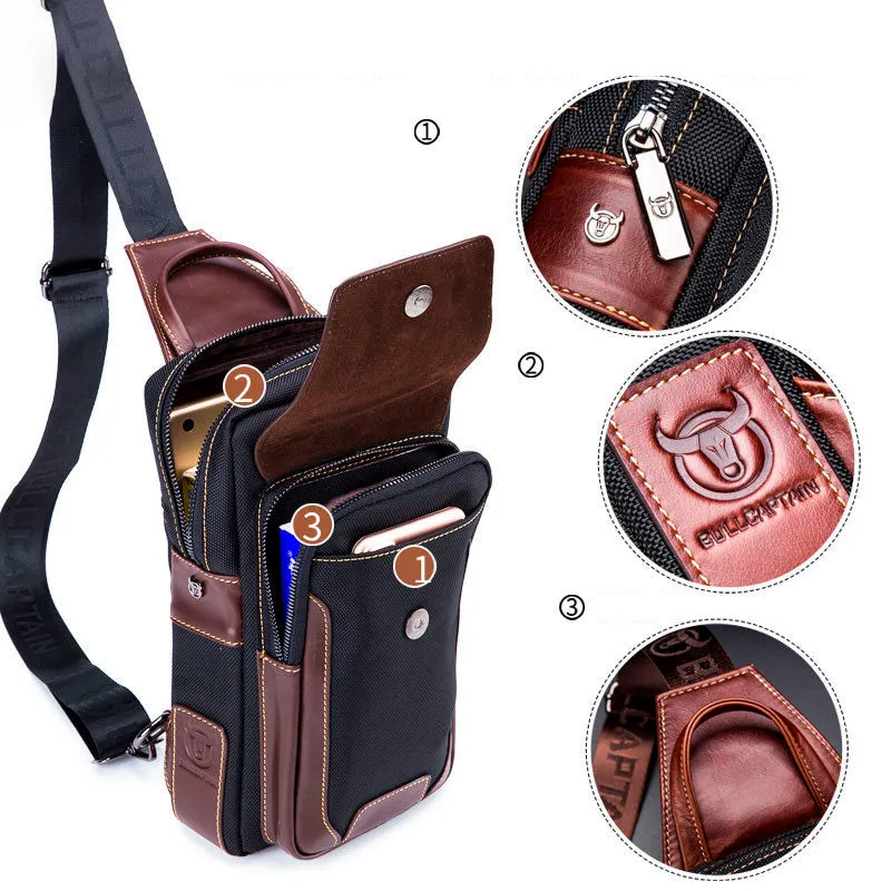 Bolsa de Peito Masculina em Couro Genuíno - Modelo de Ombro Confortável