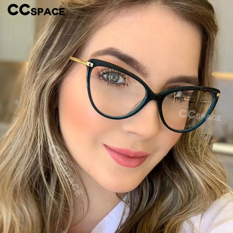 CCspace Unisex Full Rim Cat Eye Tr90 Titanium Frame Eyeglasses 45963