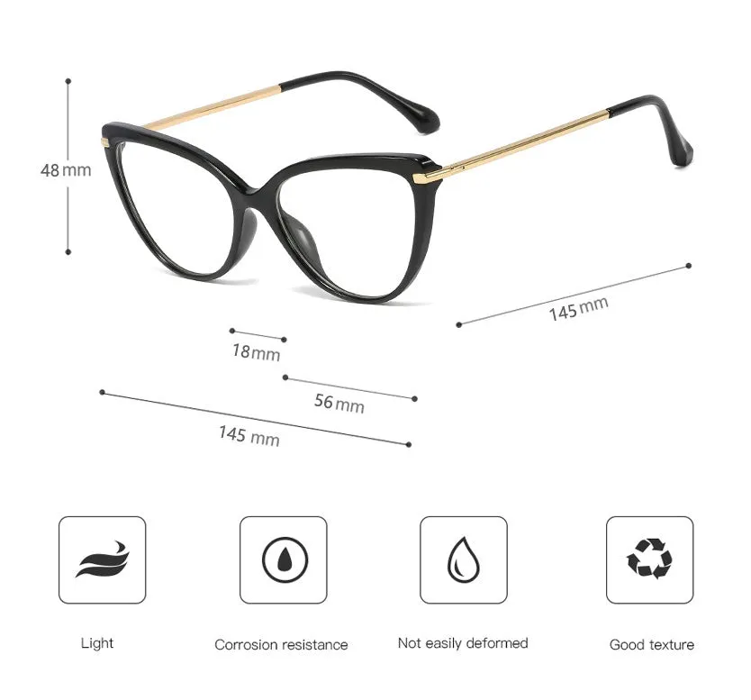 CCspace Unisex Full Rim Cat Eye Tr90 Titanium Frame Eyeglasses 45963