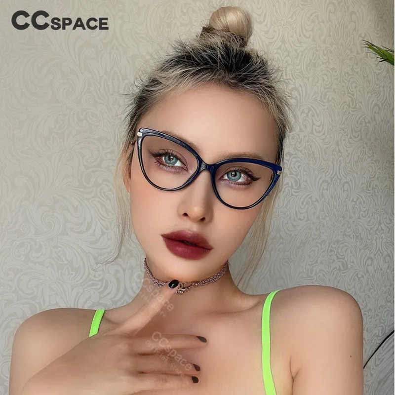 CCspace Unisex Full Rim Cat Eye Tr90 Titanium Frame Eyeglasses 45963