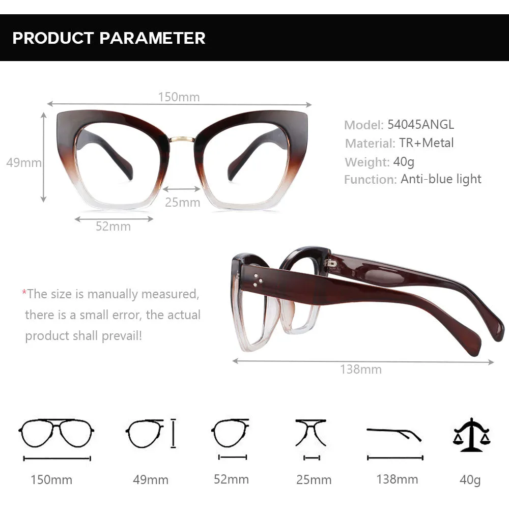 CCspace Unisex Full Rim Oversized Cat Eye Resin Frame Eyeglasses 54045