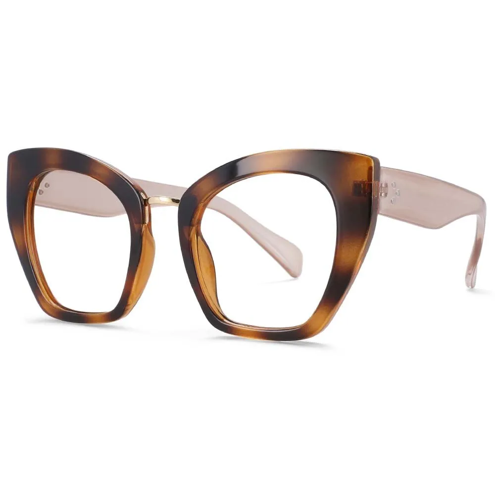 CCspace Unisex Full Rim Oversized Cat Eye Resin Frame Eyeglasses 54045