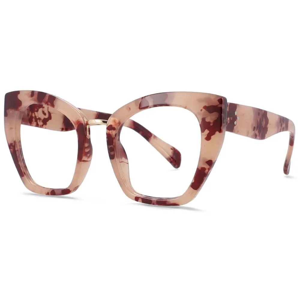 CCspace Unisex Full Rim Oversized Cat Eye Resin Frame Eyeglasses 54045