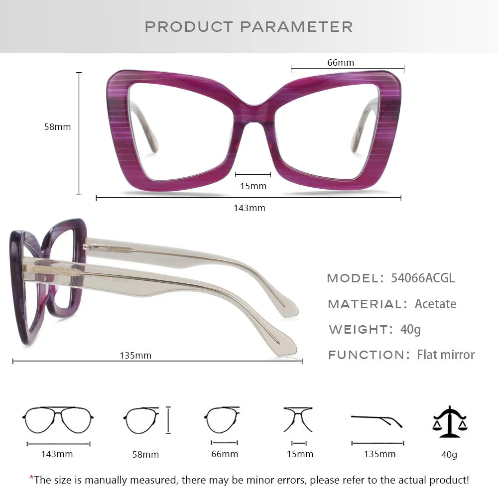 CCspace Unisex Full Rim Oversized Square Cat Eye Acetate Frame Eyeglasses 54066