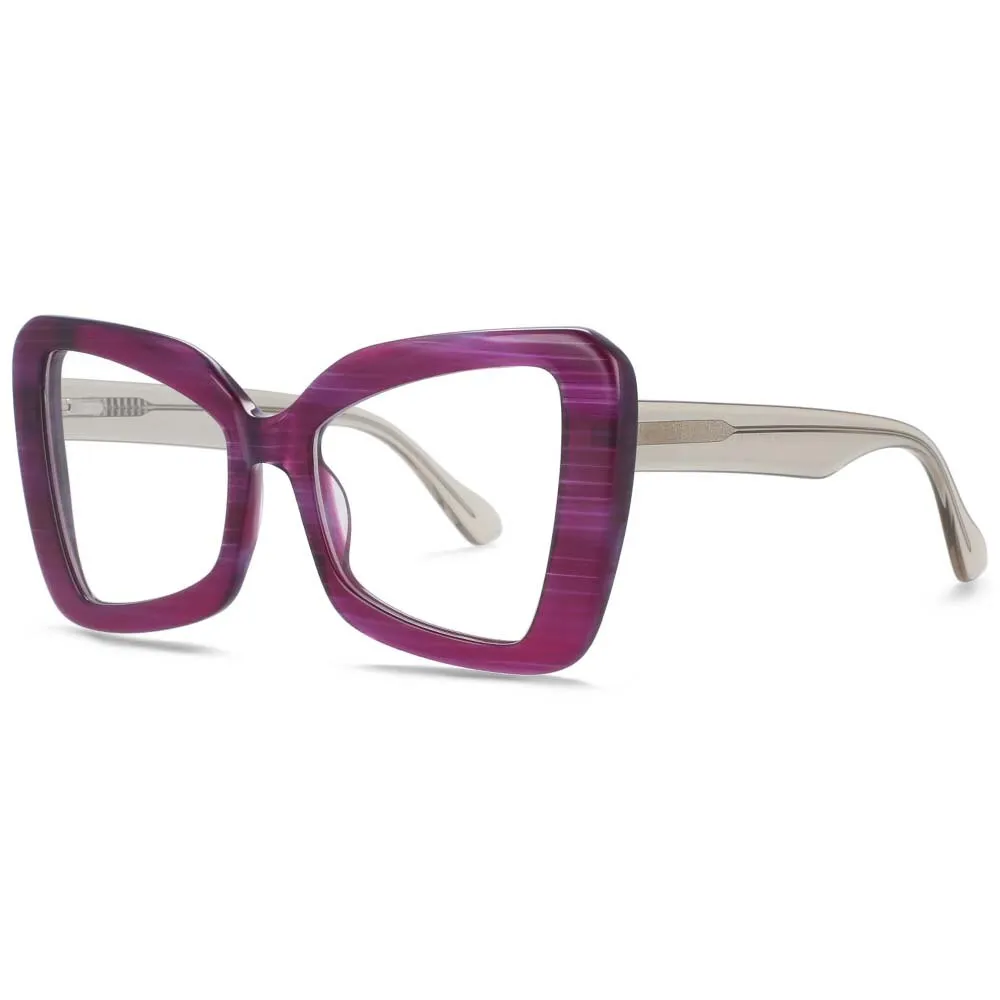 CCspace Unisex Full Rim Oversized Square Cat Eye Acetate Frame Eyeglasses 54066