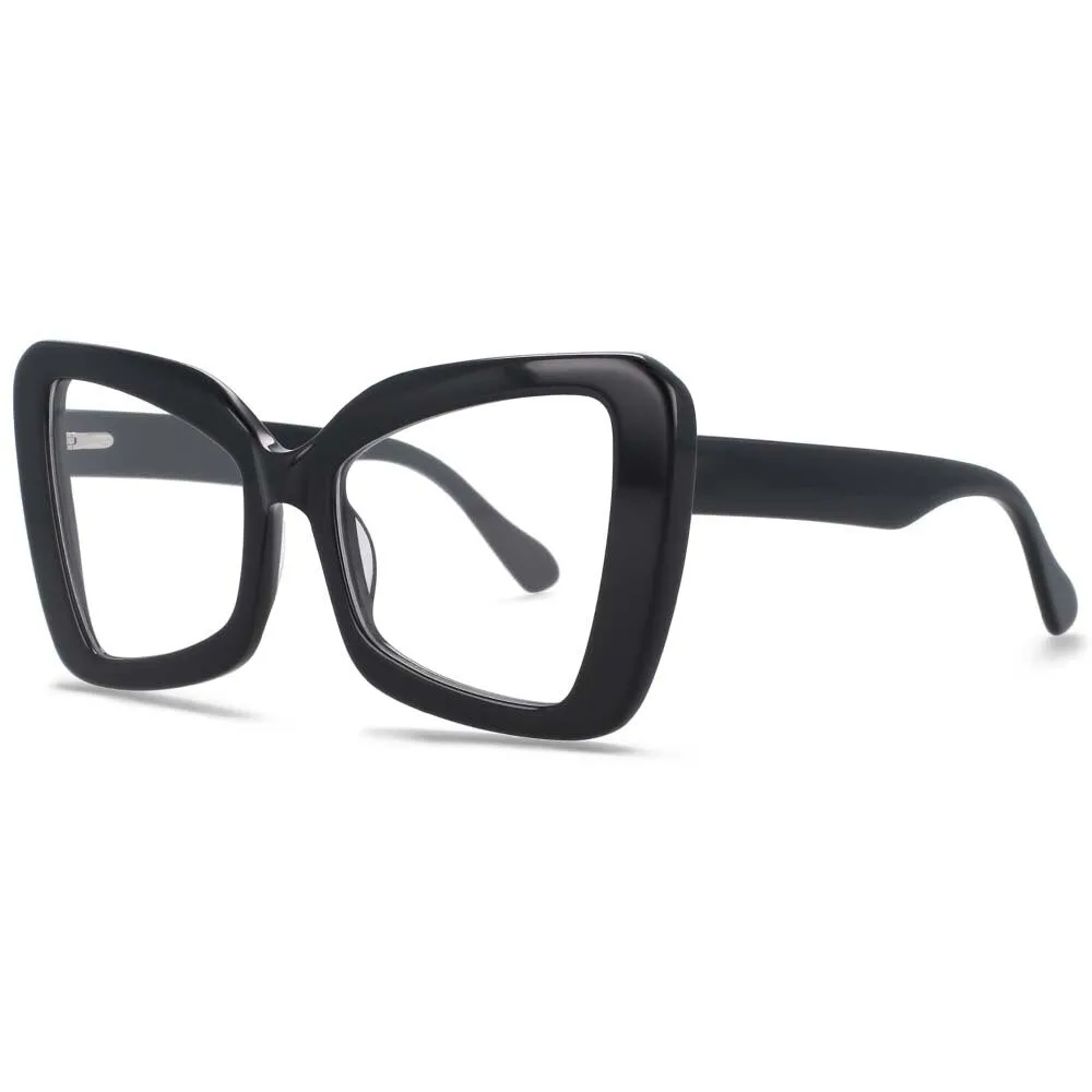 CCspace Unisex Full Rim Oversized Square Cat Eye Acetate Frame Eyeglasses 54066