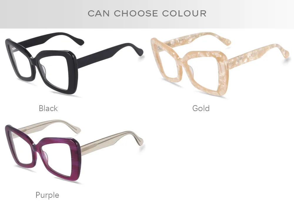 CCspace Unisex Full Rim Oversized Square Cat Eye Acetate Frame Eyeglasses 54066
