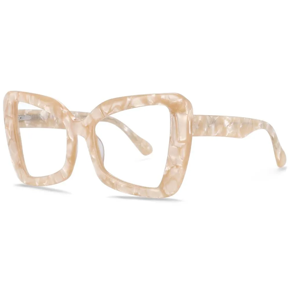 CCspace Unisex Full Rim Oversized Square Cat Eye Acetate Frame Eyeglasses 54066