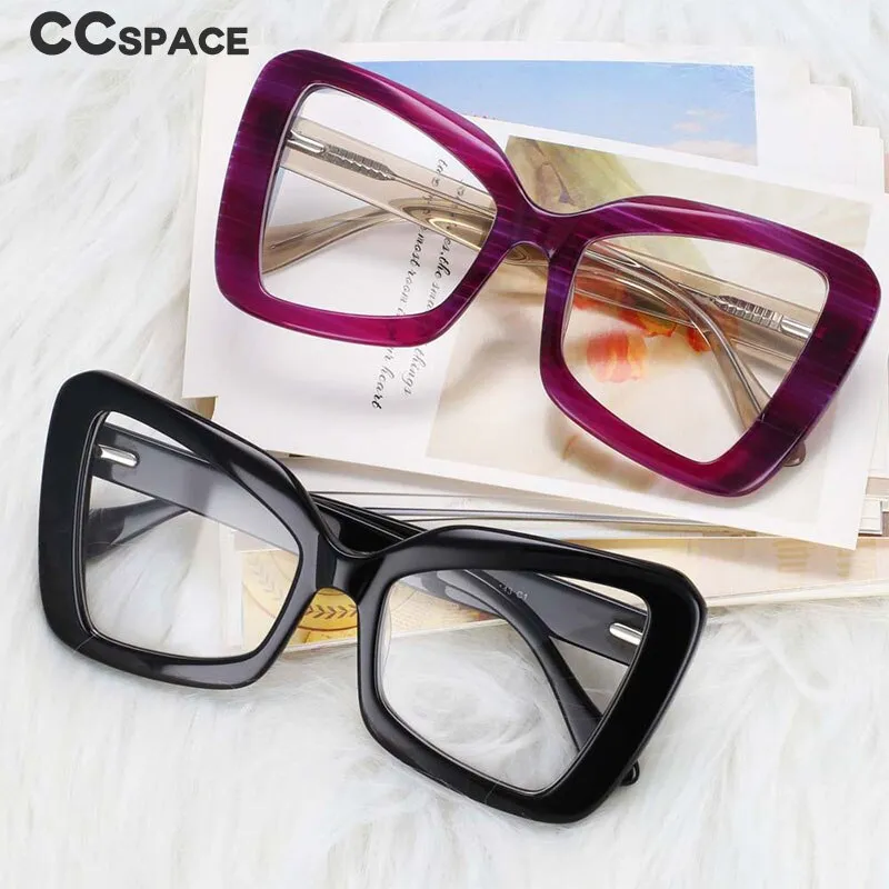 CCspace Unisex Full Rim Oversized Square Cat Eye Acetate Frame Eyeglasses 54066