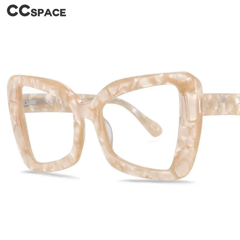 CCspace Unisex Full Rim Oversized Square Cat Eye Acetate Frame Eyeglasses 54066