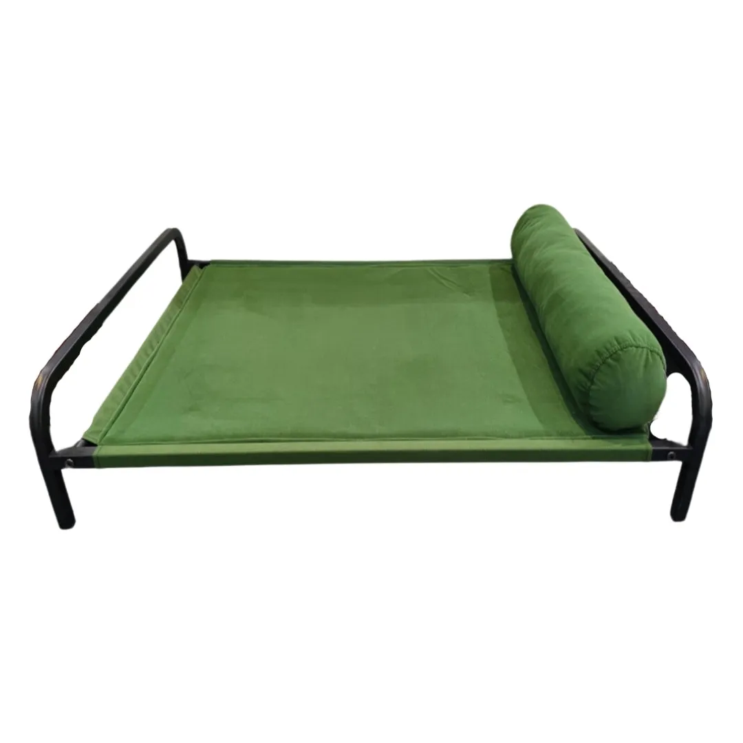 Chaise Lounge per Cani in Velluto Verde 79 cm