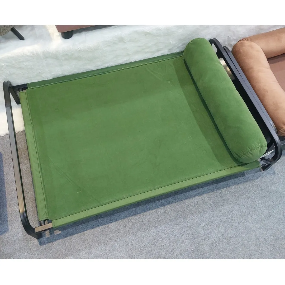 Chaise Lounge per Cani in Velluto Verde 79 cm