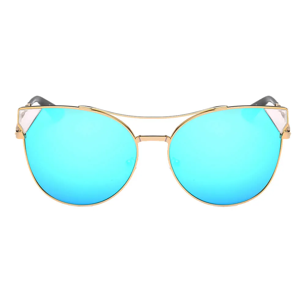 CLARCKSTON | Women's Trendy Mirrored Lens Cat Eye Sunglasses