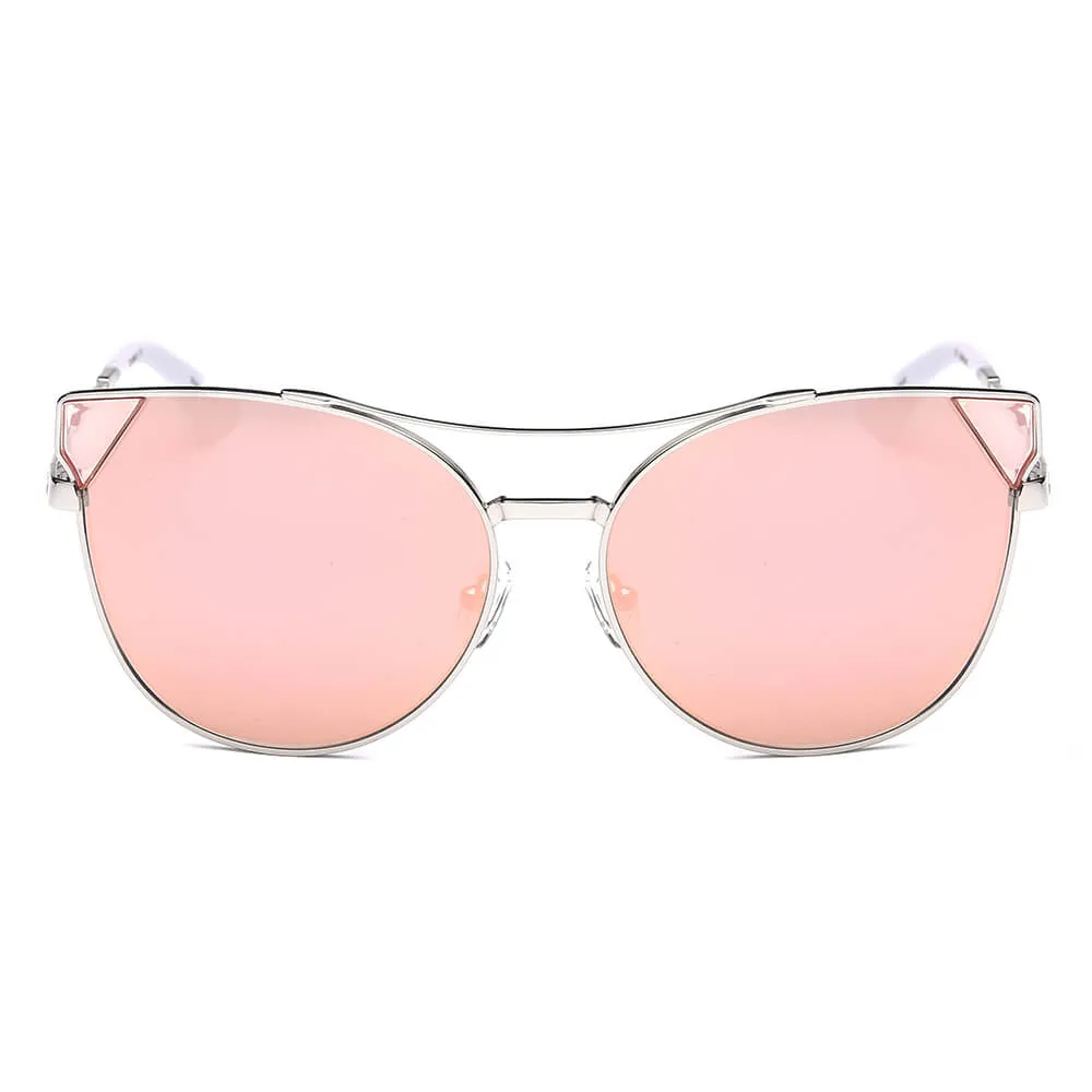 CLARCKSTON | Women's Trendy Mirrored Lens Cat Eye Sunglasses