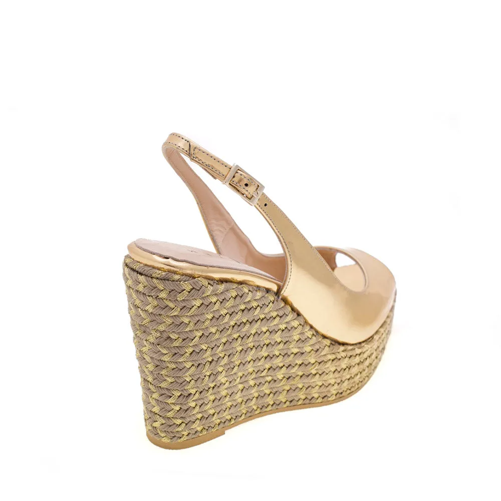CUÑA ISABEL PIEL EFECTO ESPEJO ORO 11CM