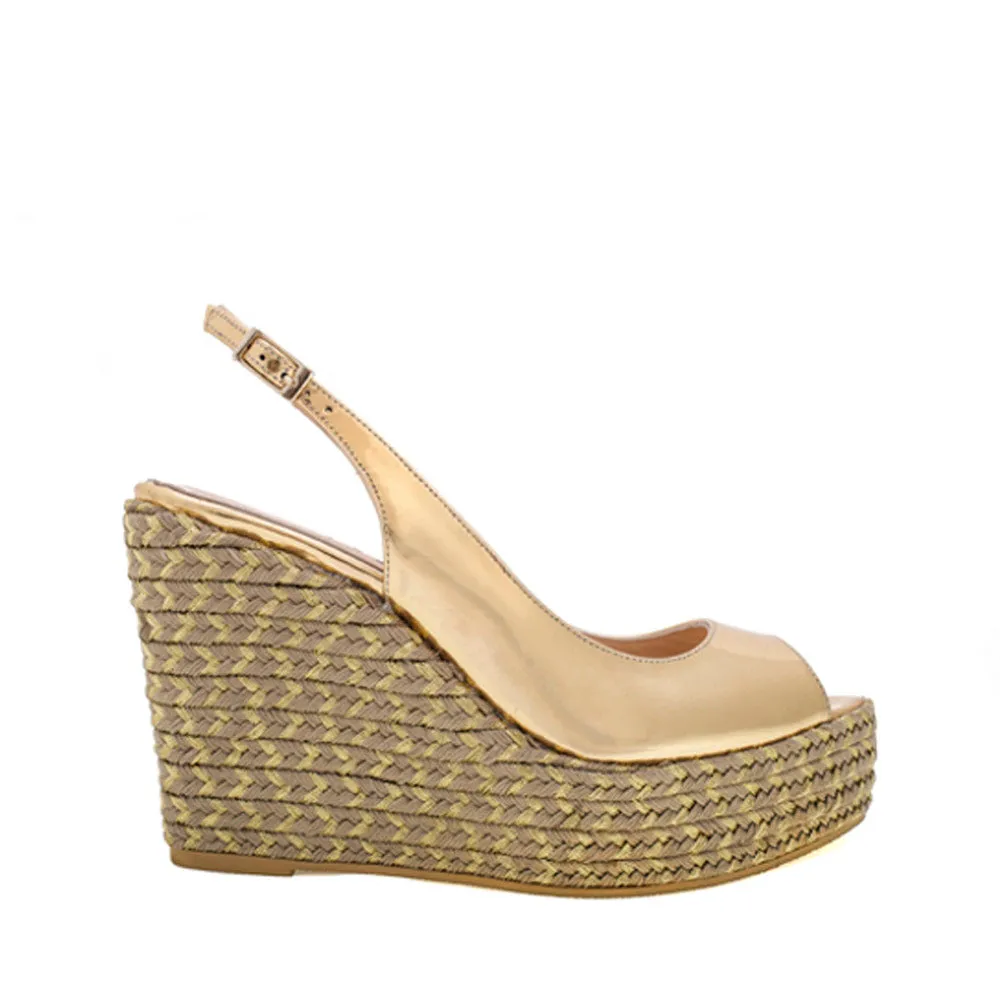 CUÑA ISABEL PIEL EFECTO ESPEJO ORO 11CM