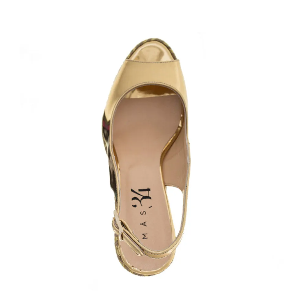 CUÑA ISABEL PIEL EFECTO ESPEJO ORO 11CM