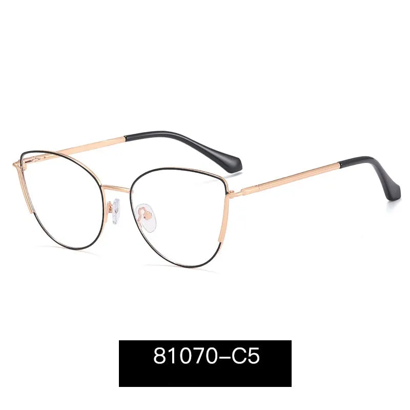 KatKani Women's Full Rim Square Cat Eye Alloy Eyeglasses 8107