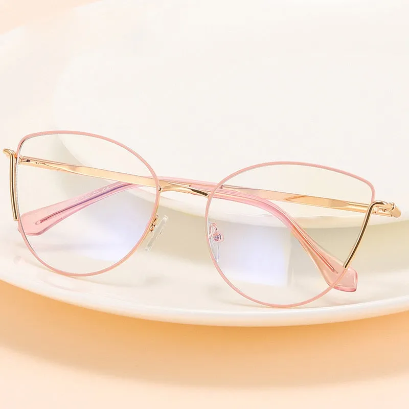 KatKani Women's Full Rim Square Cat Eye Alloy Eyeglasses 8107