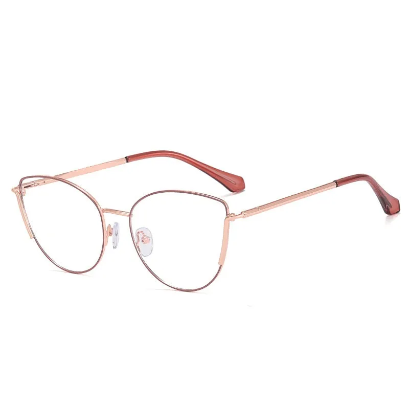 KatKani Women's Full Rim Square Cat Eye Alloy Eyeglasses 8107