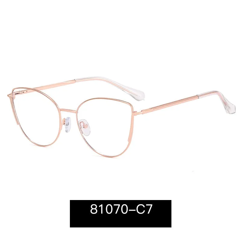 KatKani Women's Full Rim Square Cat Eye Alloy Eyeglasses 8107