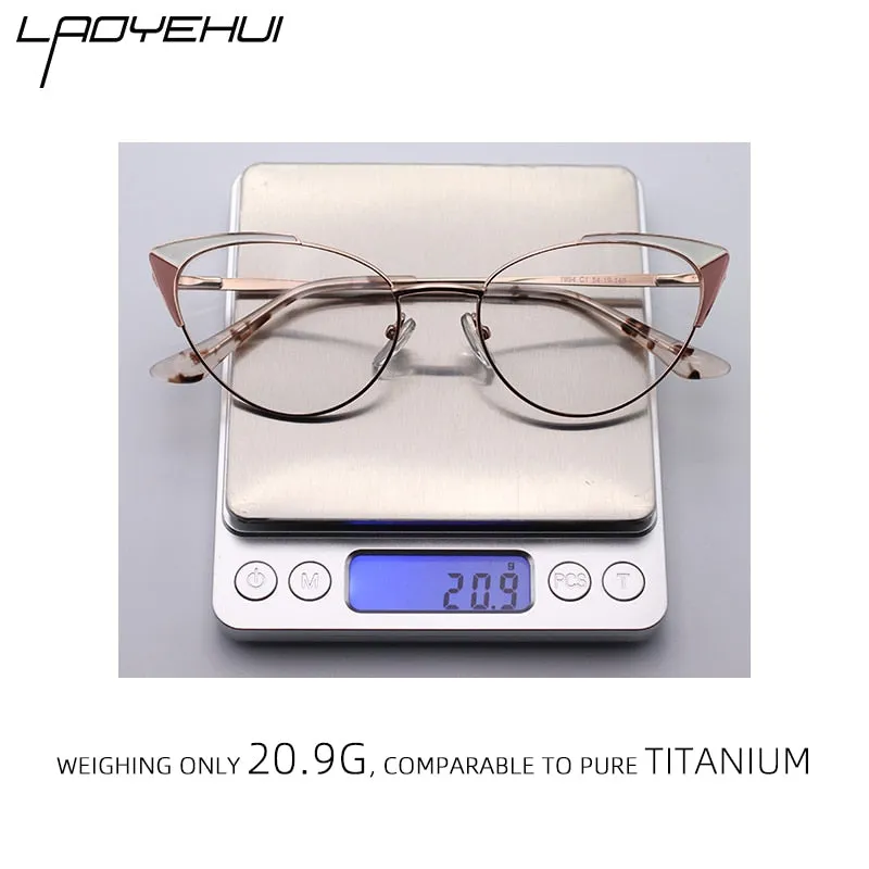 Laoyehui Women's Eyeglasses Cat Eye Alloy Reading Glasses 1994