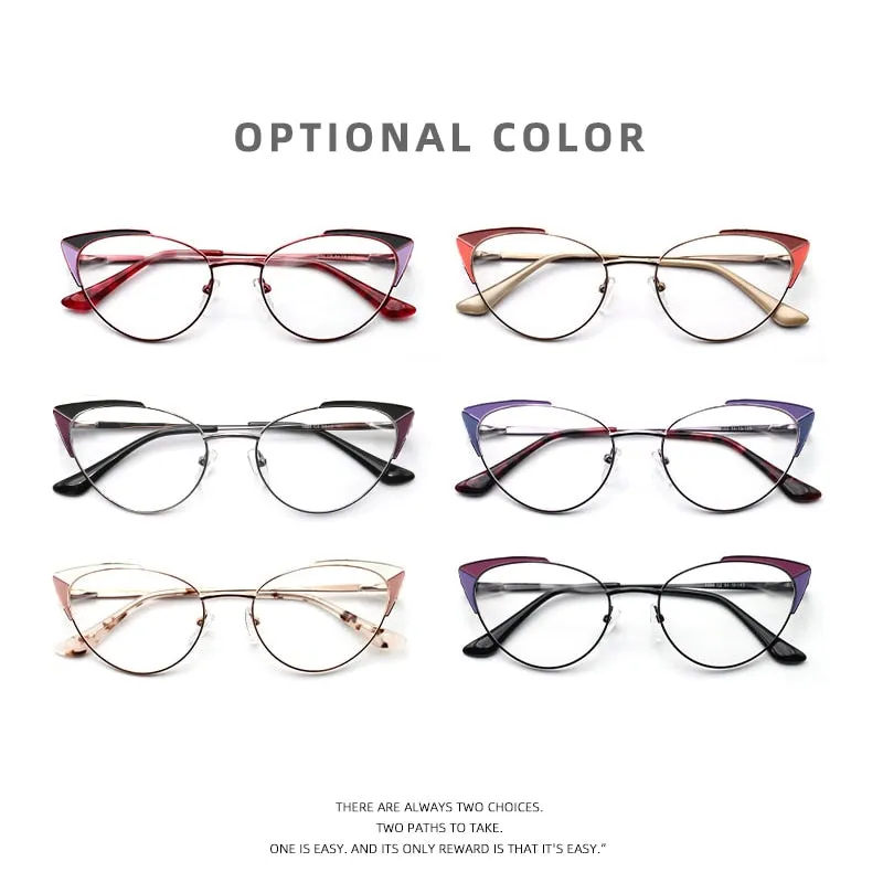 Laoyehui Women's Eyeglasses Cat Eye Alloy Reading Glasses 1994