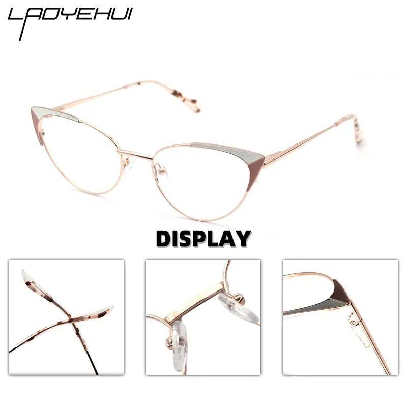 Laoyehui Women's Eyeglasses Cat Eye Alloy Reading Glasses 1994