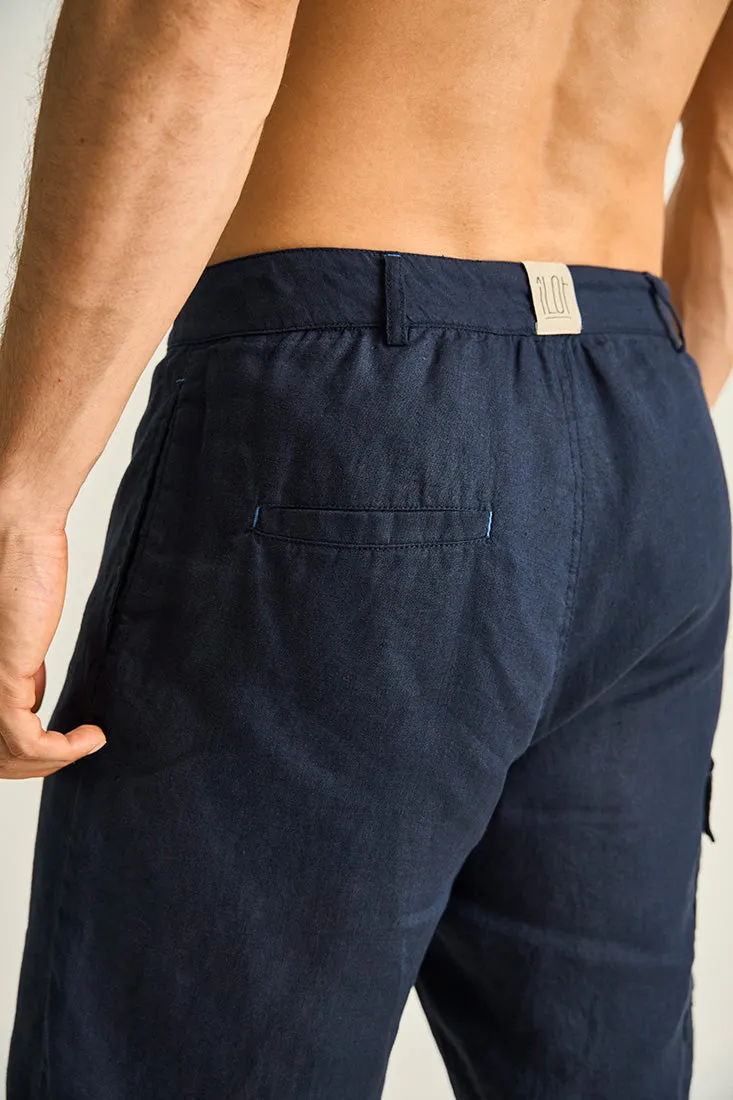 Linen cargo bermuda