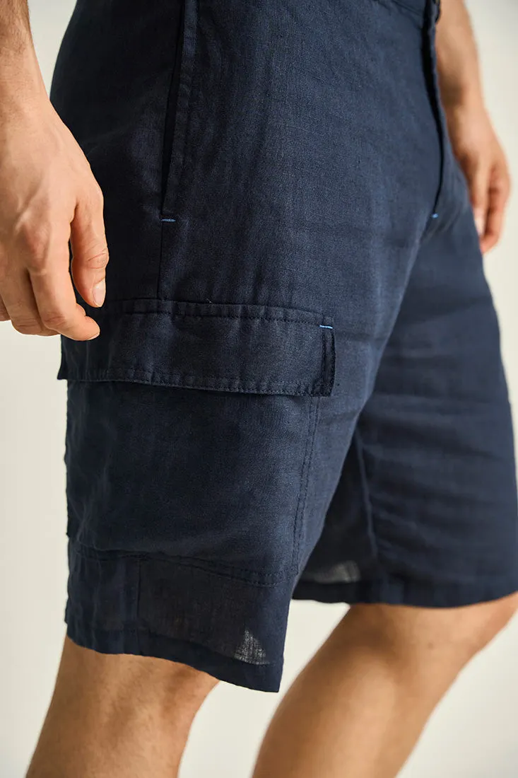 Linen cargo bermuda