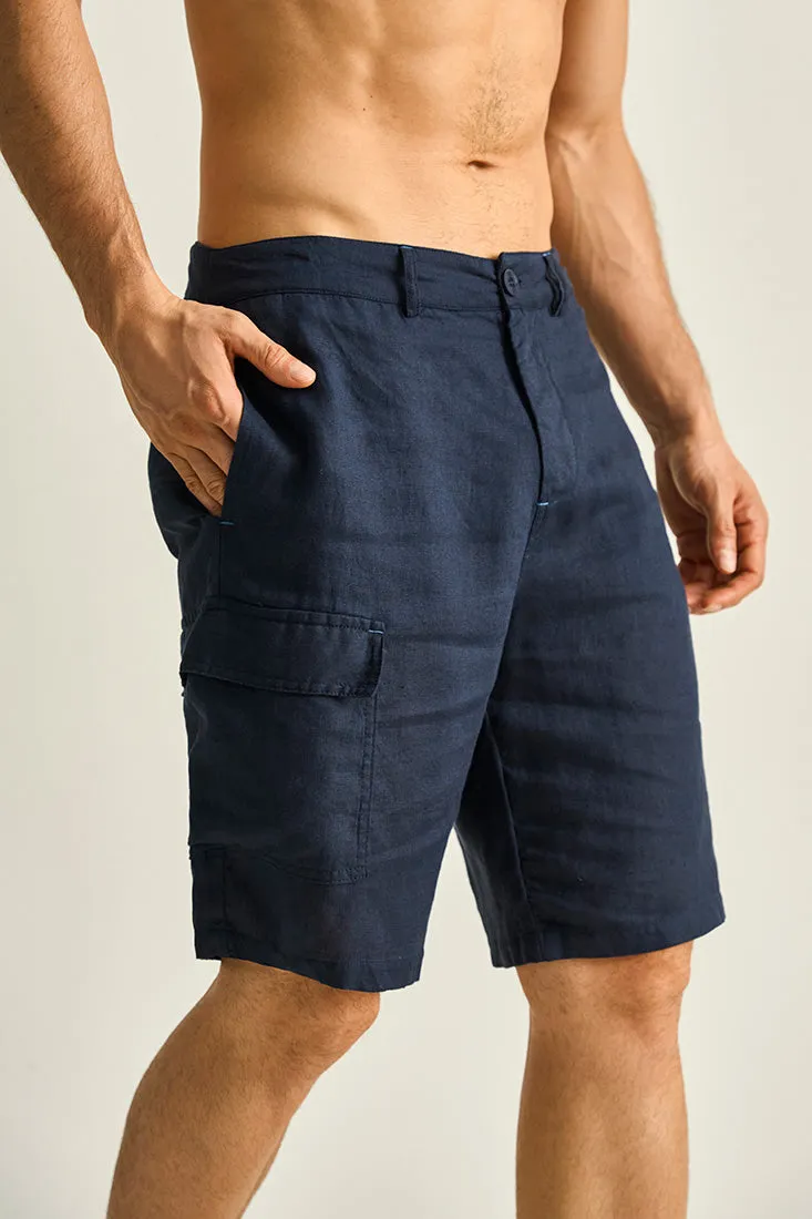 Linen cargo bermuda