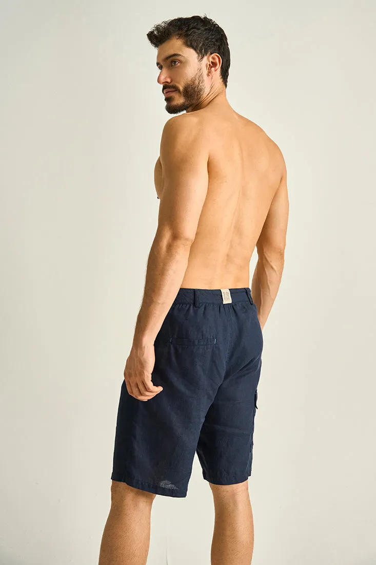 Linen cargo bermuda