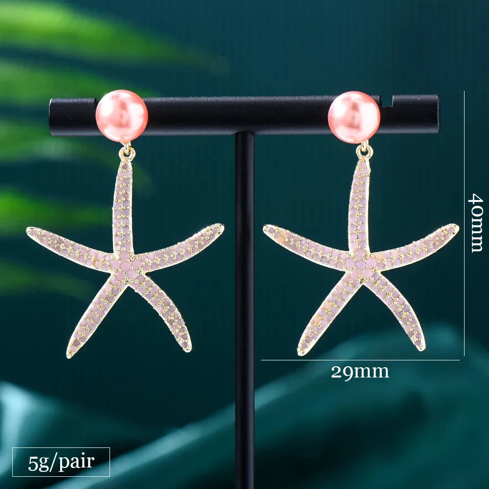 Luxury Starfish Dangle Earrings For Gorgeous Fashion Women Bridal Earring