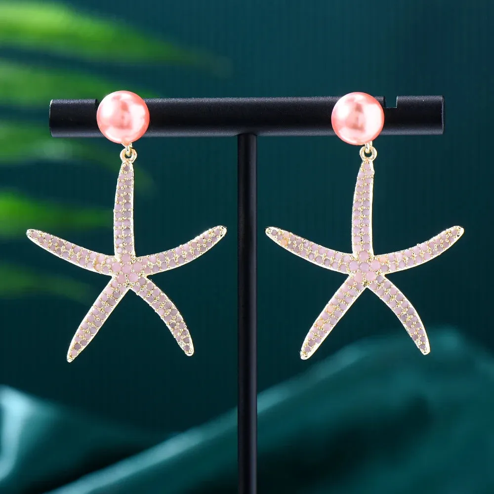 Luxury Starfish Dangle Earrings For Gorgeous Fashion Women Bridal Earring