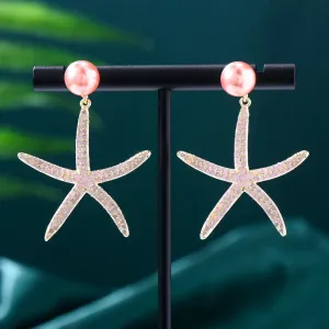 Luxury Starfish Dangle Earrings For Gorgeous Fashion Women Bridal Earring