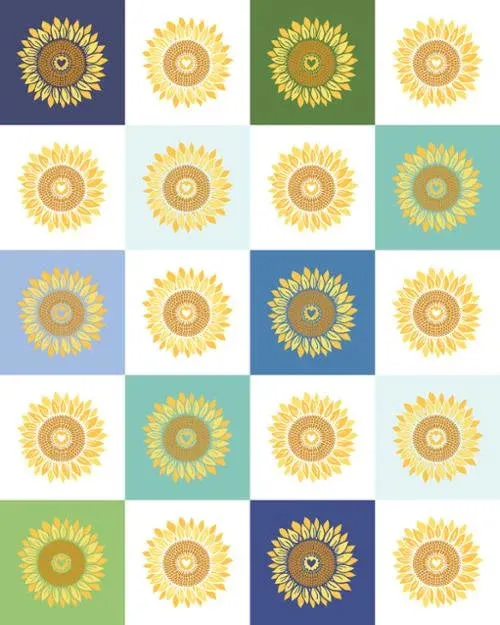 Moda Sunflowers in my Heart Nine Patch Quilt Kit
