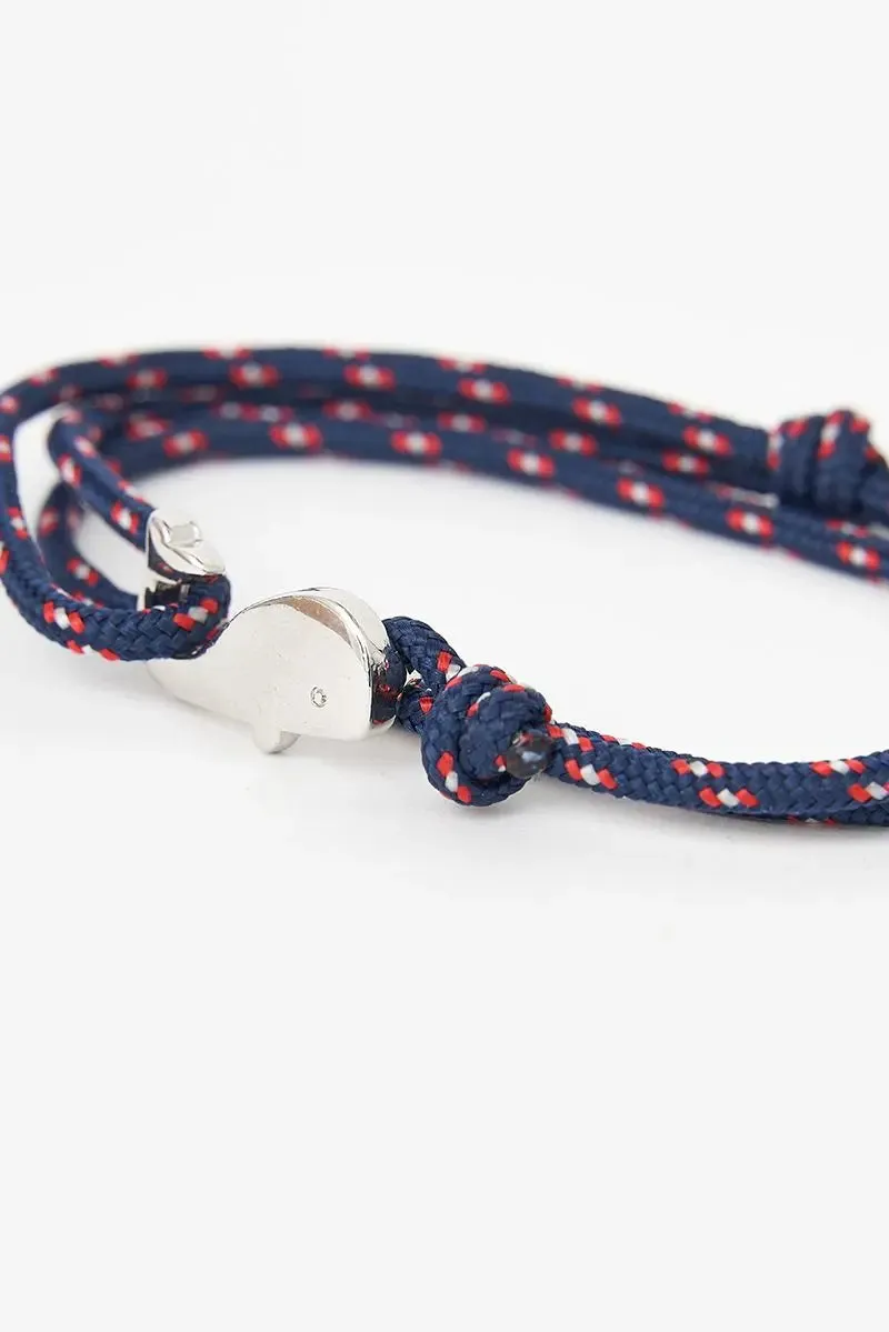 Pulsera o brazalete en cuerda azul marino con ballena