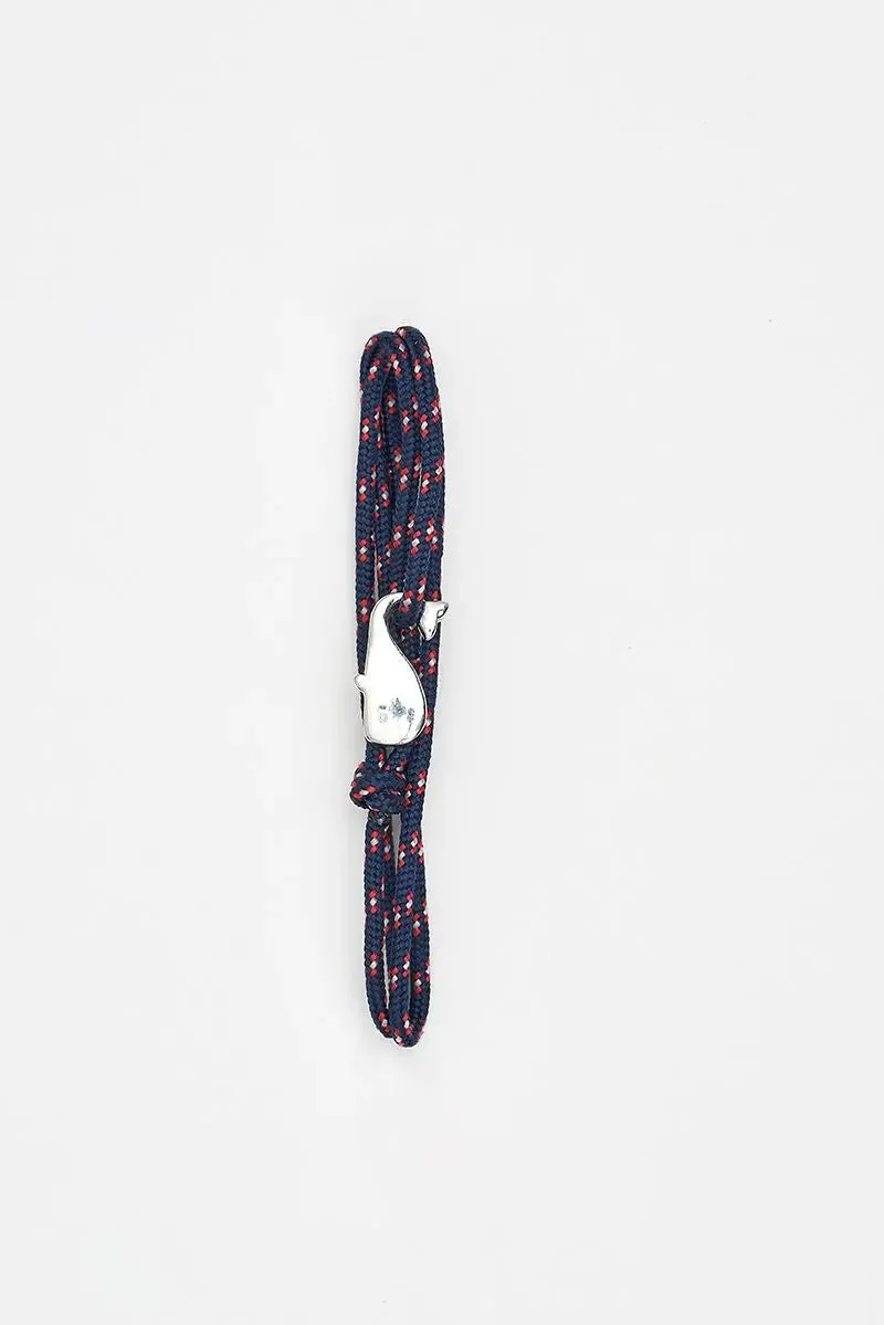 Pulsera o brazalete en cuerda azul marino con ballena