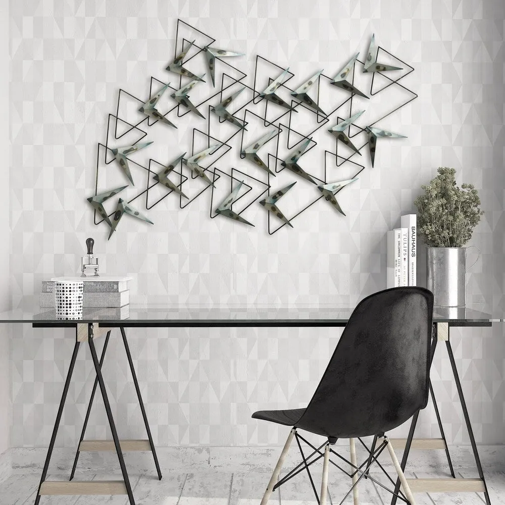 "Arrows" Hand Painted Etched Metal Wall Sculpture