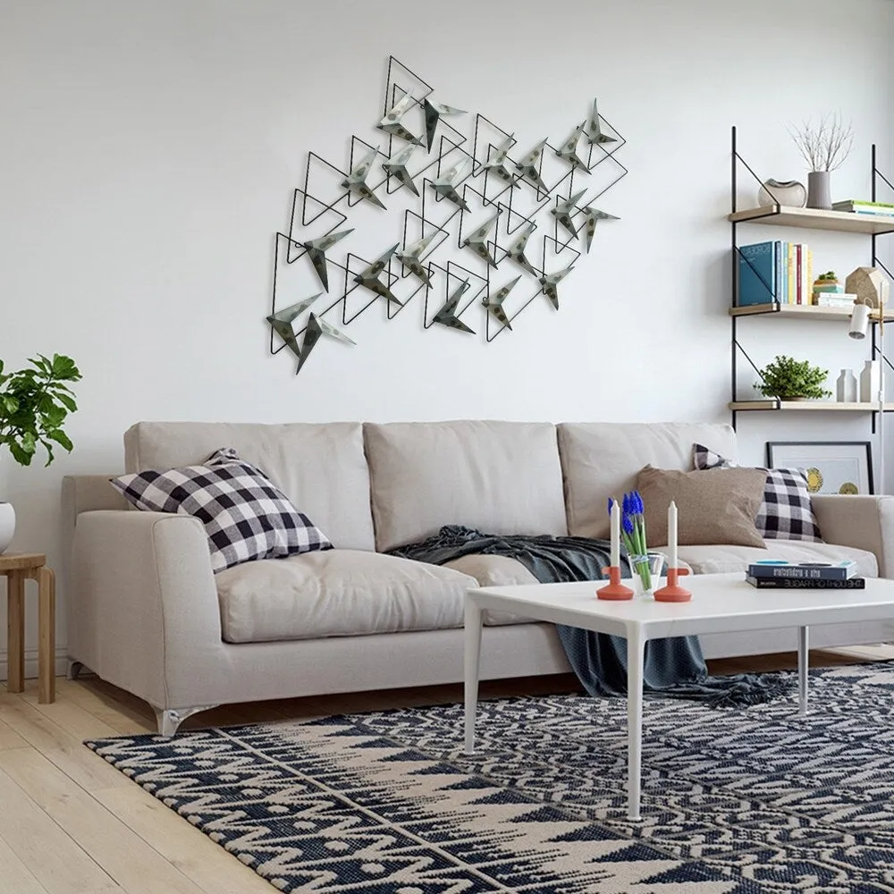"Arrows" Hand Painted Etched Metal Wall Sculpture