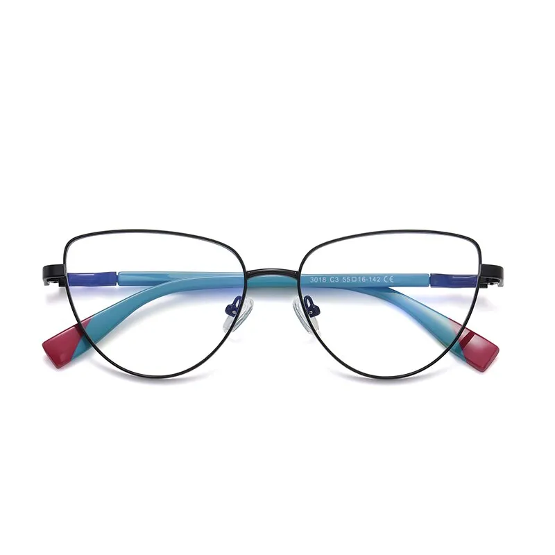 Reven Jate Women's Full Rim Cat Eye Alloy Eyeglasses 3018