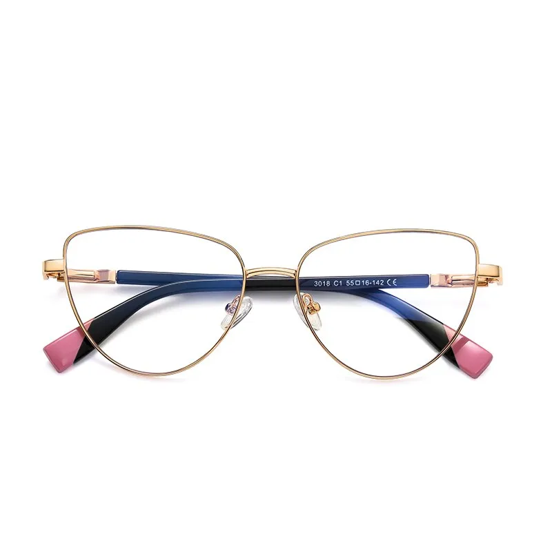 Reven Jate Women's Full Rim Cat Eye Alloy Eyeglasses 3018