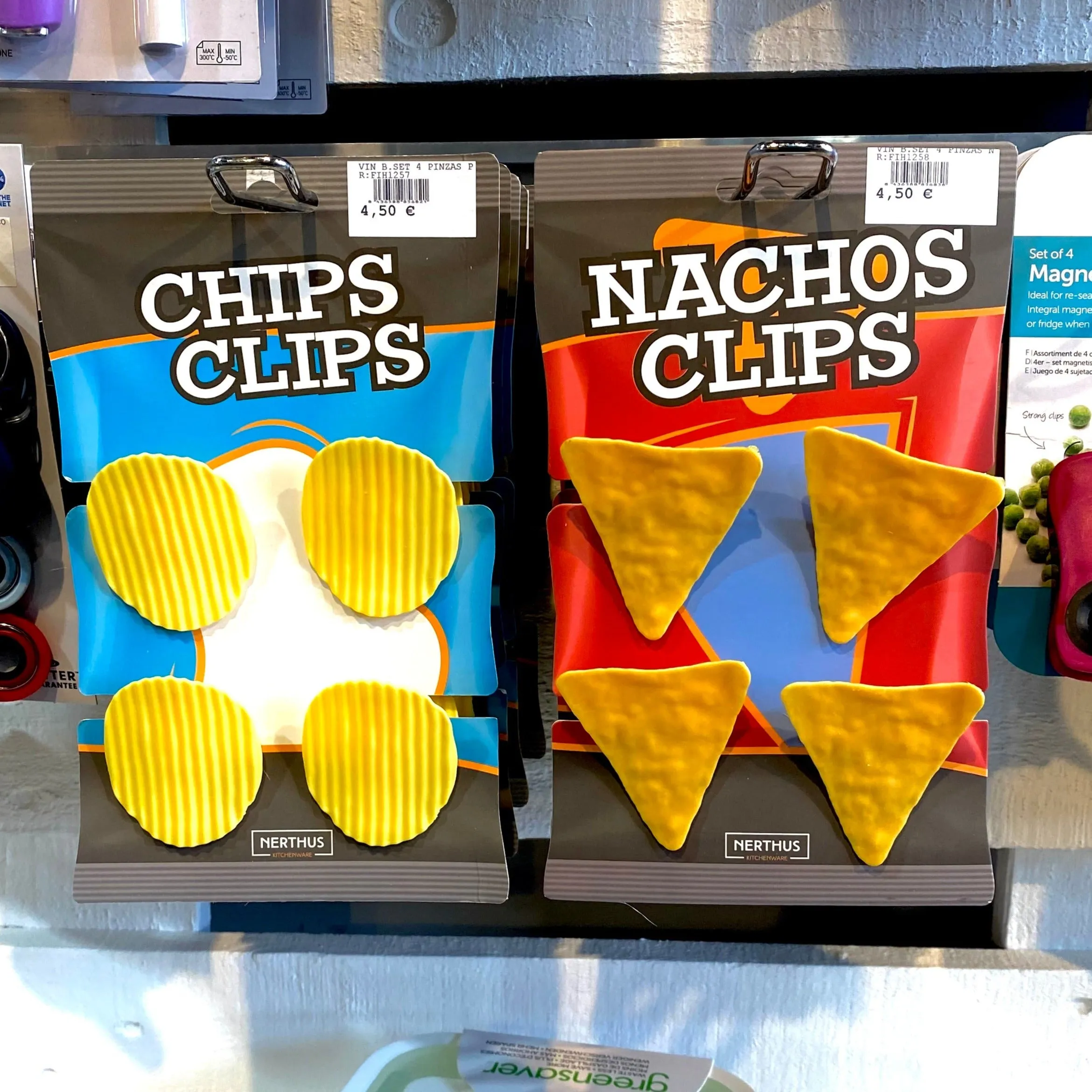 SET 4 PINZAS PARA BOLSAS CON FORMA DE PATATAS O NACHOS